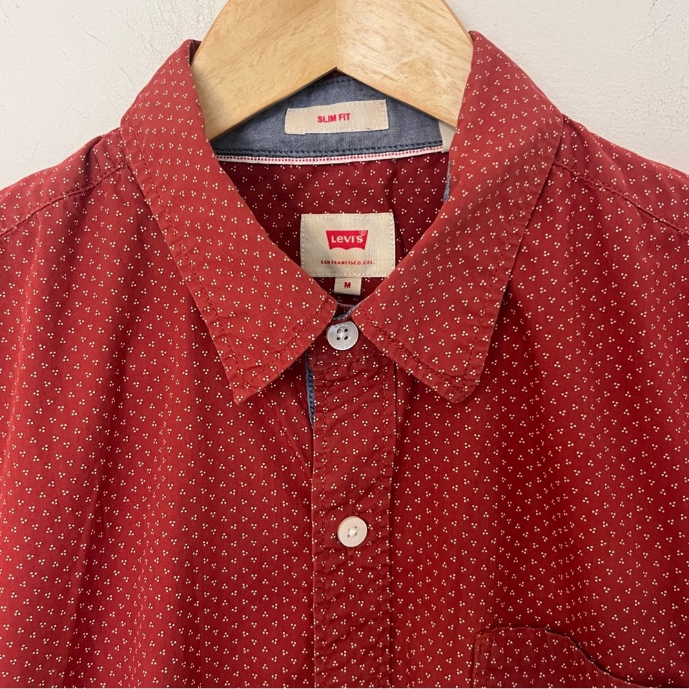 Levi’s Rust Print Long Sleeve Button Down Shirt Cotton Slim Fit Mens Medium